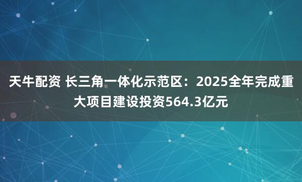 天牛配资 长三角一体化示范区：2025全年完成重大项目建设投资564.3亿元