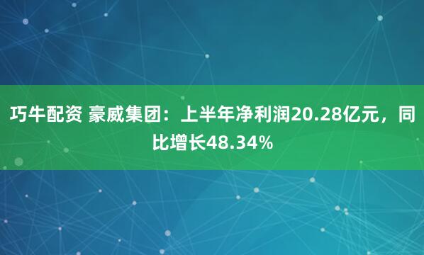 巧牛配资 豪威集团：上半年净利润20.28亿元，同比增长48.34%