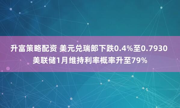 升富策略配资 美元兑瑞郎下跌0.4%至0.7930 美联储1月维持利率概率升至79%